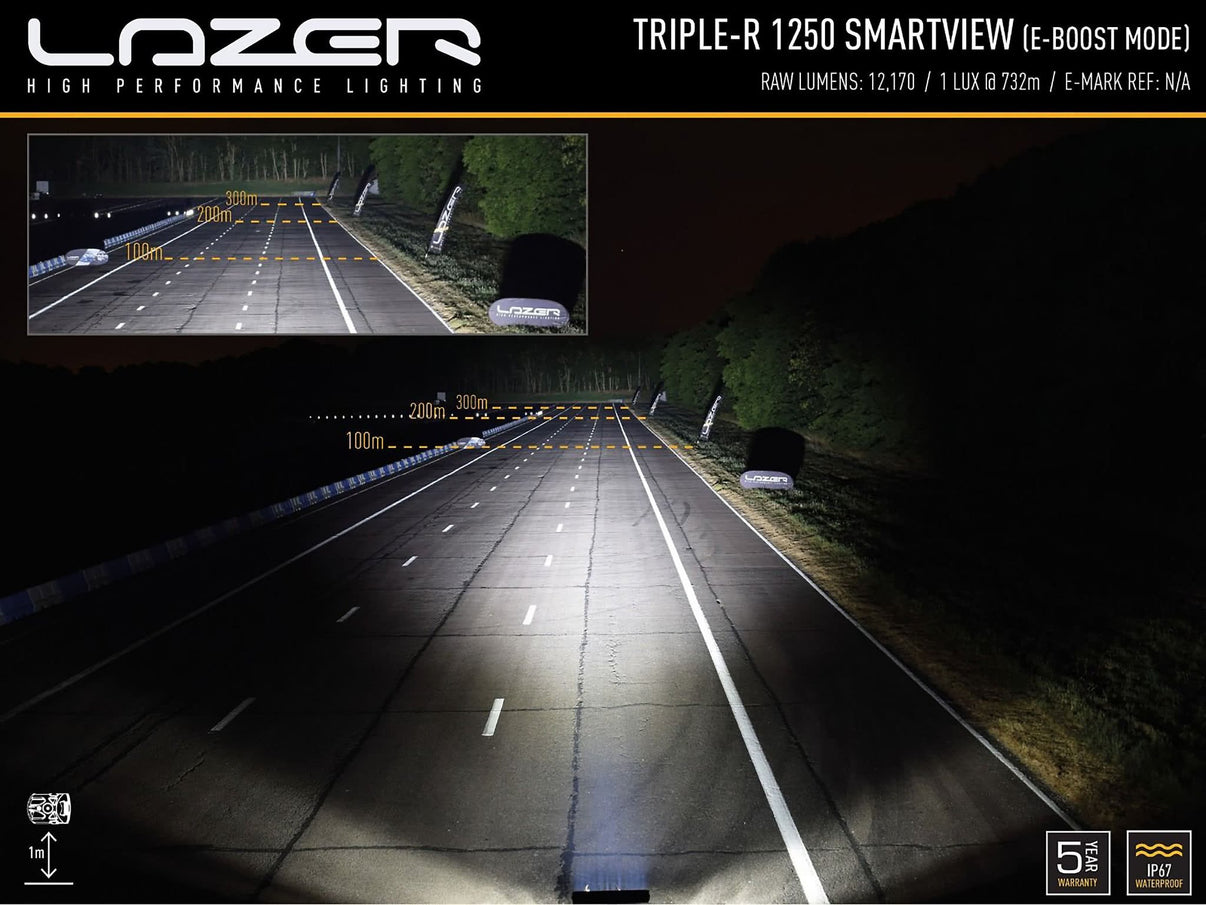 Lazer Triple - R 1250 Smartview ekstra lysrampe 23" (590 mm) - dimensionsspecifikation | Lazer