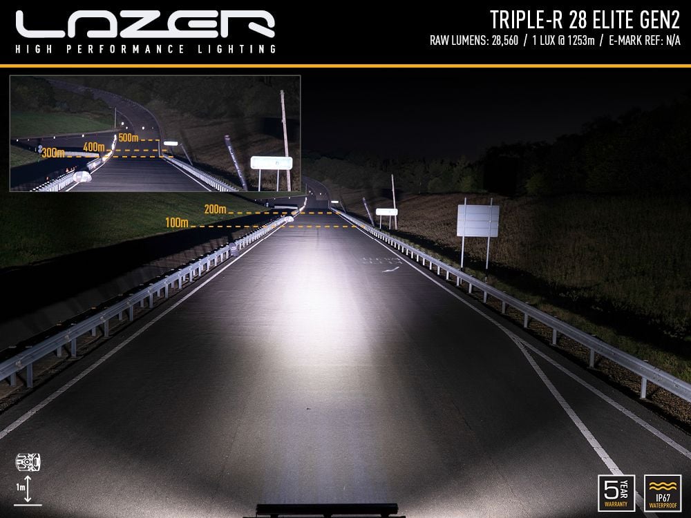 ekstra visning, der viser funktionerne i Lazer Triple - R 28 Elite ekstra lysstang 51"/1305 mm - Lazer