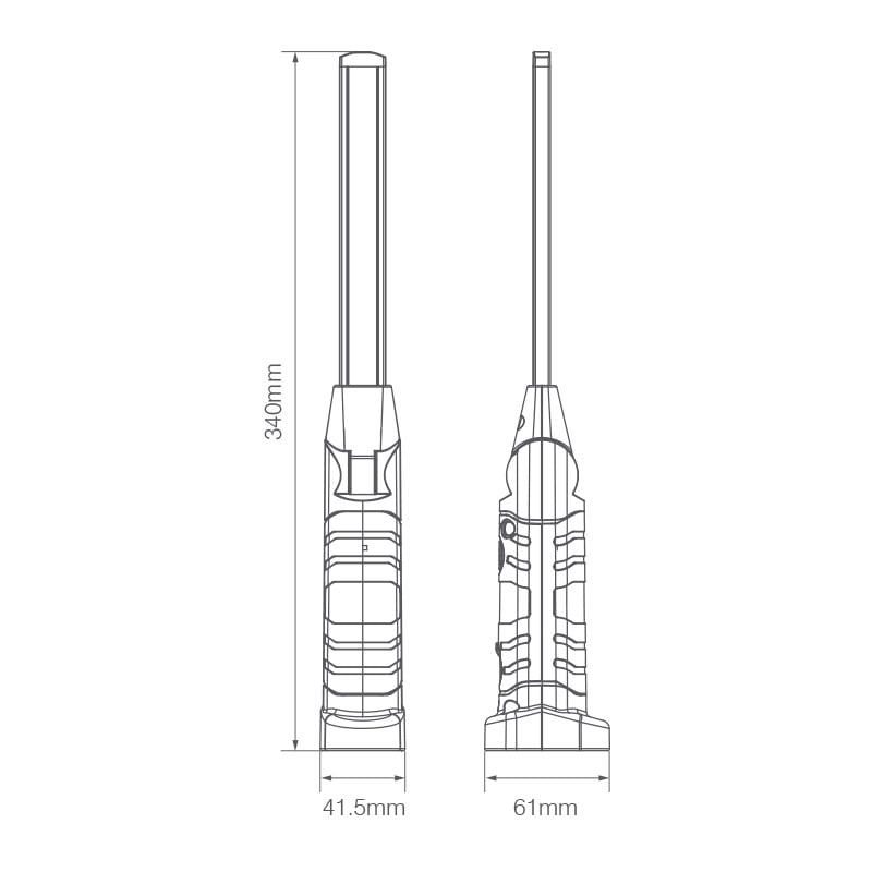 ekstra visning, der viser funktionerne i arbejdslampen HH340 – USB – LEA