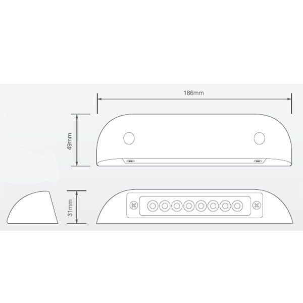 sidebillede, der viser profil og design af Entrèbelysning 12V – 6000K – LEA