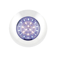produktbillede forfra, der viser Indvendig lampe Ø75mm - Special Blå/Hvid - LEA
