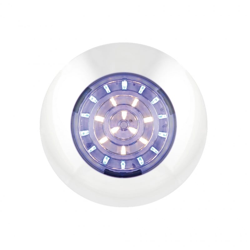 produktbillede forfra, der viser Indvendig lampe Ø75mm - Special Blå/Hvid - LEA