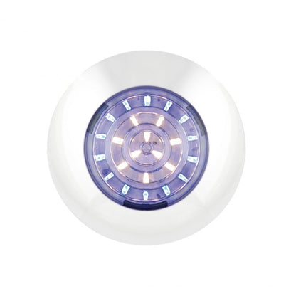 produktbillede forfra, der viser Indvendig lampe Ø75mm - Special Blå/Hvid - LEA