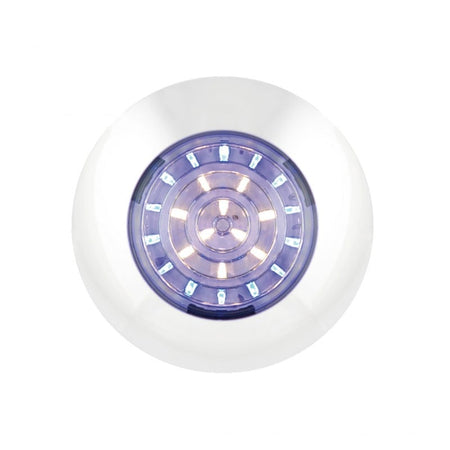 produktbillede forfra, der viser Indvendig lampe Ø75mm - Special Blå/Hvid - LEA