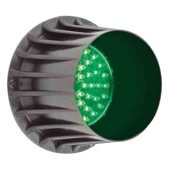 produktbillede forfra, der viser Trafiksignal Grøn 12V - LEA