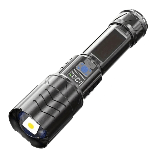 LED-lommelygte USB-C genopladelig - Digital display hurtig opladning - produktbillede forfra | Carlevel