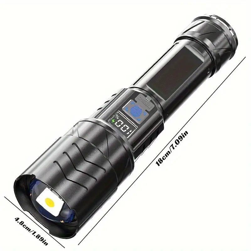 LED-lommelygte USB-C genopladelig – Digital skærm Hurtig opladning – Nærbillede detaljer | Carlevel
