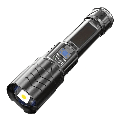LED-lommelygte USB-C genopladelig - Digital display hurtig opladning - produktbillede forfra | Carlevel