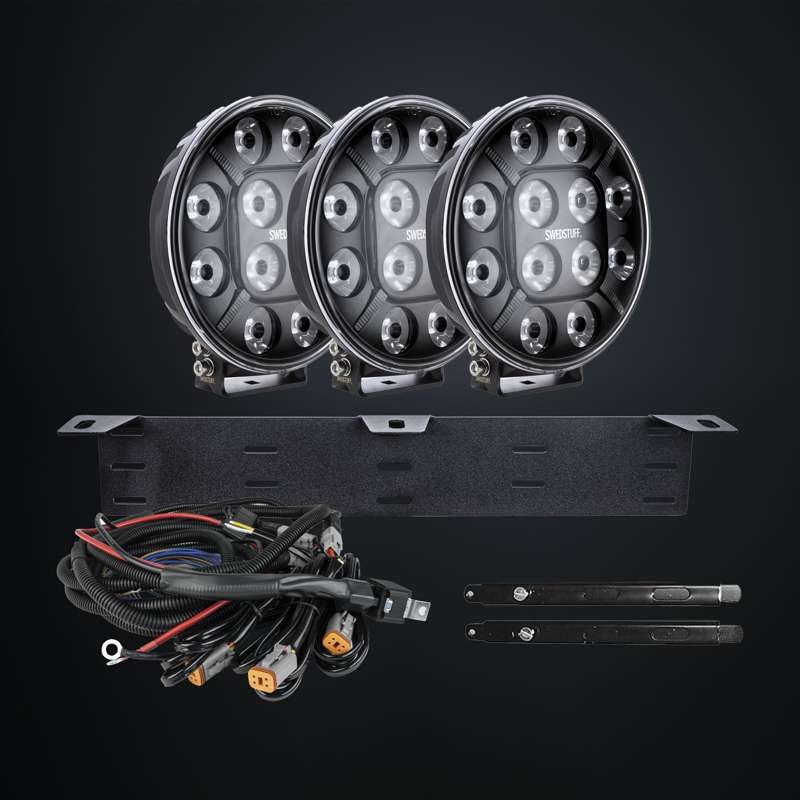 Komplet sæt 3x LDL - 04 9″ LED ekstralys - Bredt lysbillede - 12V/24V - Carlevel - 
