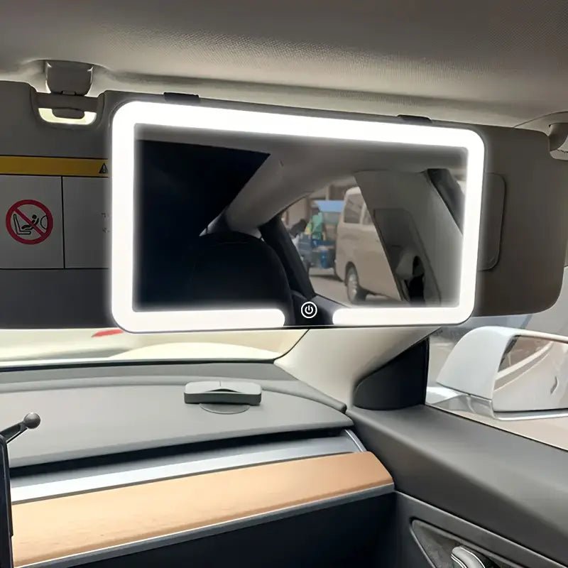 LED Vanity Mirror Car - Genopladelig med Touch Control og justerbart lys - Produktbillede forfra | Carlevel