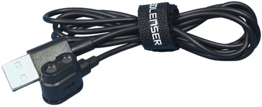 Ledlenser magnetisk ladekabel iH/MH-serien sort lynlås - hætte - forfra produktbillede | LED LINSER