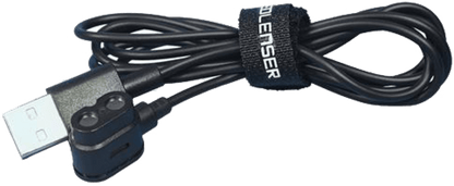 Ledlenser magnetisk ladekabel iH/MH-serien sort lynlås - hætte - forfra produktbillede | LED LINSER