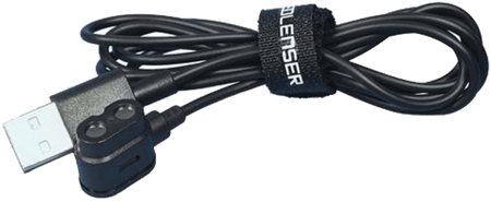 Ledlenser magnetisk ladekabel iH/MH-serien sort lynlås - hætte - forfra produktbillede | LED LINSER