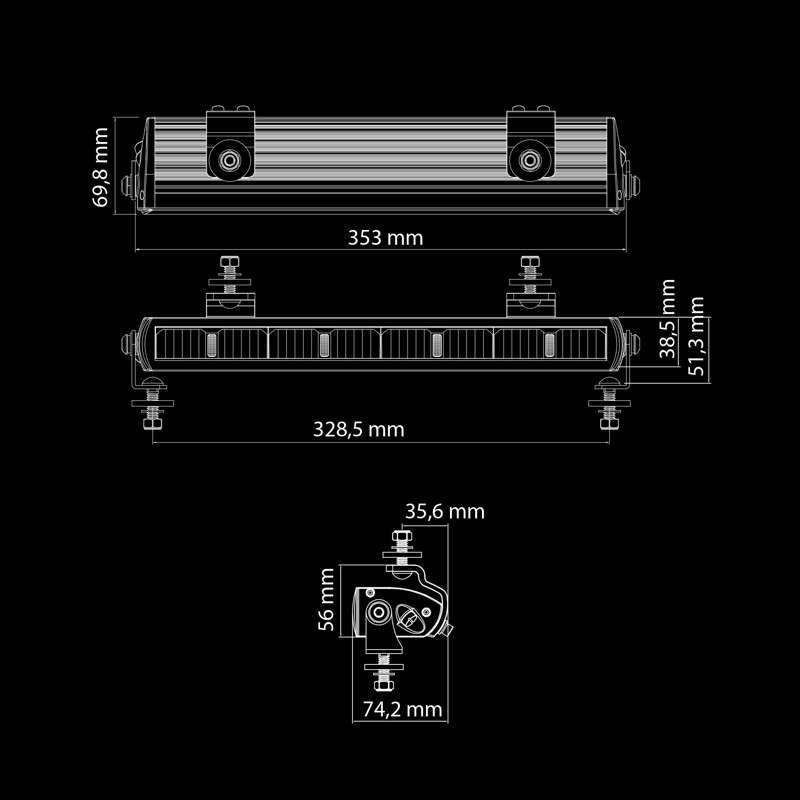 LED rampe Strands Lighting Division Dark Knight Nuuk 14″ 6500 lm - kompakt optimeret til elbil - tilbehør og dele