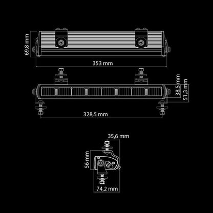 LED rampe Strands Lighting Division Dark Knight Nuuk 14″ 6500 lm - kompakt optimeret til elbil - tilbehør og dele
