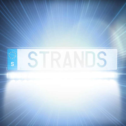 LED rampe Strands NUUK E-Line 7800 lm - nummerpladeholder - produkt set fra siden | Strands Lysafdeling
