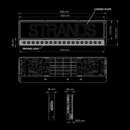 LED-rampe Strands NUUK E-Line 7800 lm - nummerpladeholder - tilbehør og dele | Strands Lysafdeling