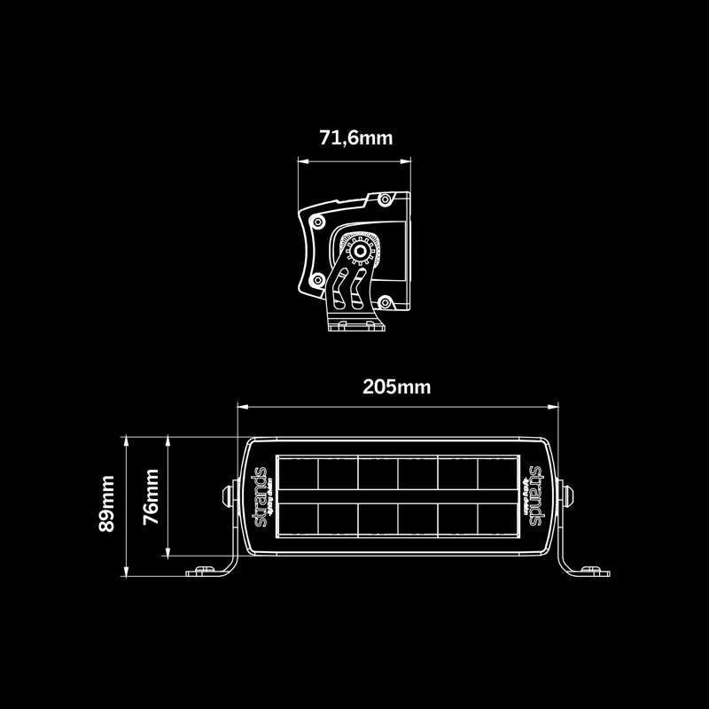 LED rampe Strands Siberia DR 8" – 2002 lm hvid/orange – emballage og indhold | Strands Lighting Division