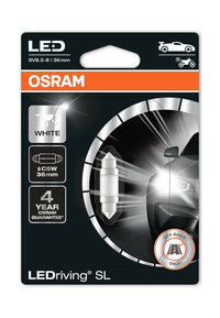 produktbillede forfra, der viser LED-kørende LED-lampe SL C5W (36 mm) – Hvid – OSRAM