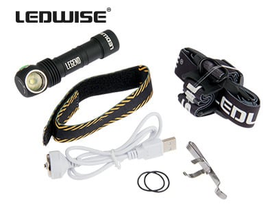 ekstra visning, der viser funktionerne i Ledwise Legend lommelygte Kold - Hvid - LEDWISE