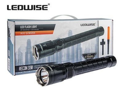 Ledwise Recon 330 lommelygte genopladelig - produktbillede forfra | LEDWISE