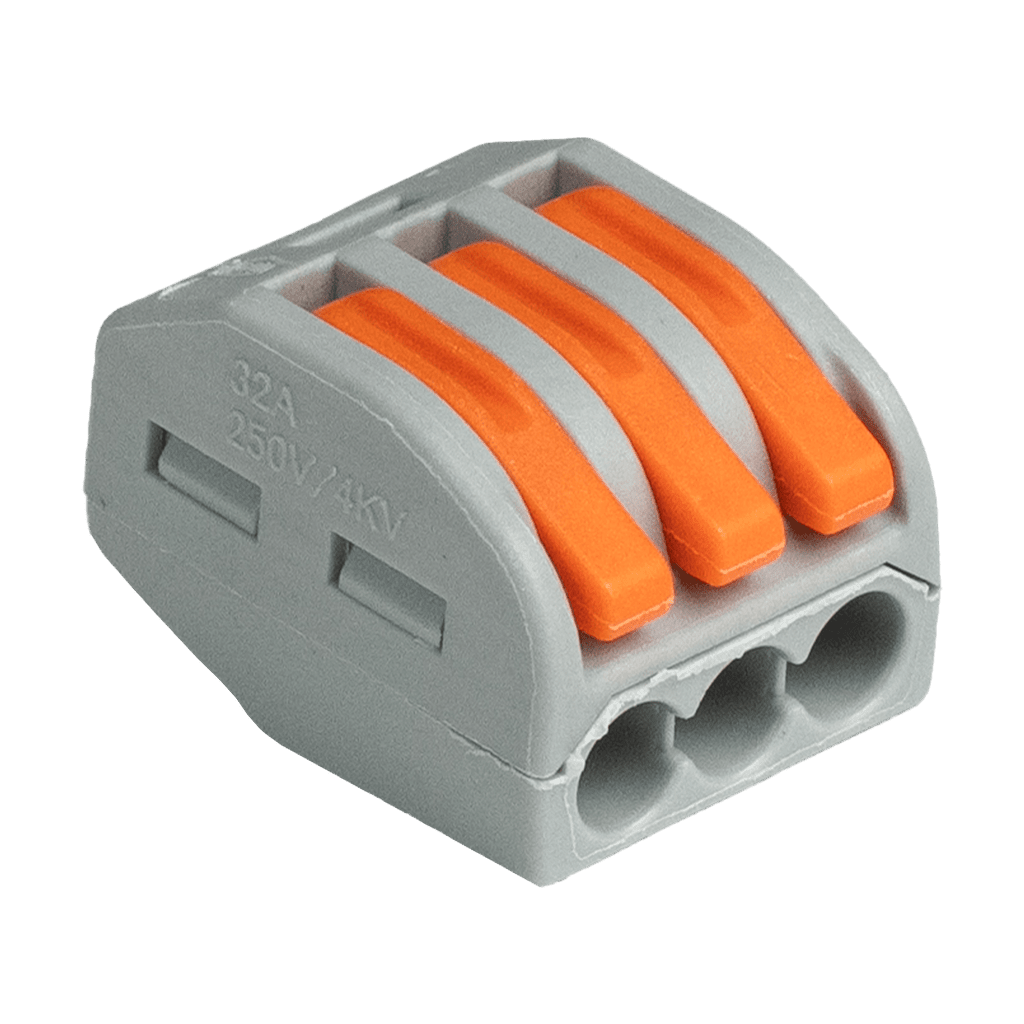 Håndtagsmøtrik Wire Connector – 3 Port – LXPCT-213 – LUXTAR – Produktbillede set forfra | LUXTAR