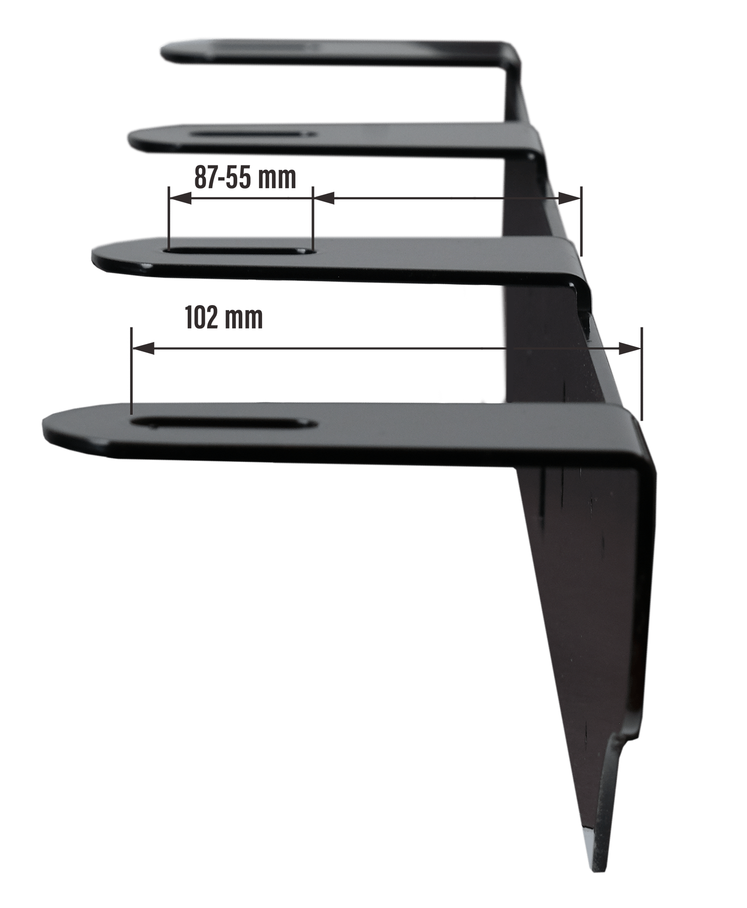 Extraljusfäste Svart 4/ 225mm – Long fixpoints – LUXTAR – produktvy från sidan | LUXTAR