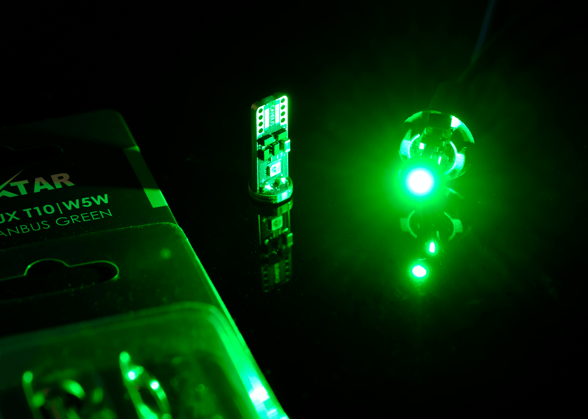 NeonLux - T10 W5W - Canbus - Grøn - 130 lm - 1,9W - LUXTAR - nærbillede detaljer | LUXTAR