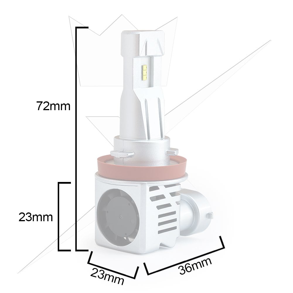 ® Q1 Led H11 – 25W – 9-32V DC – LUXTAR – emballage og indhold | LUXTAR