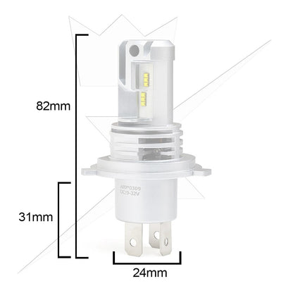 ® Q1 Led H4 – 25W/25W – 9-32V DC – LUXTAR – produkt set fra siden | LUXTAR