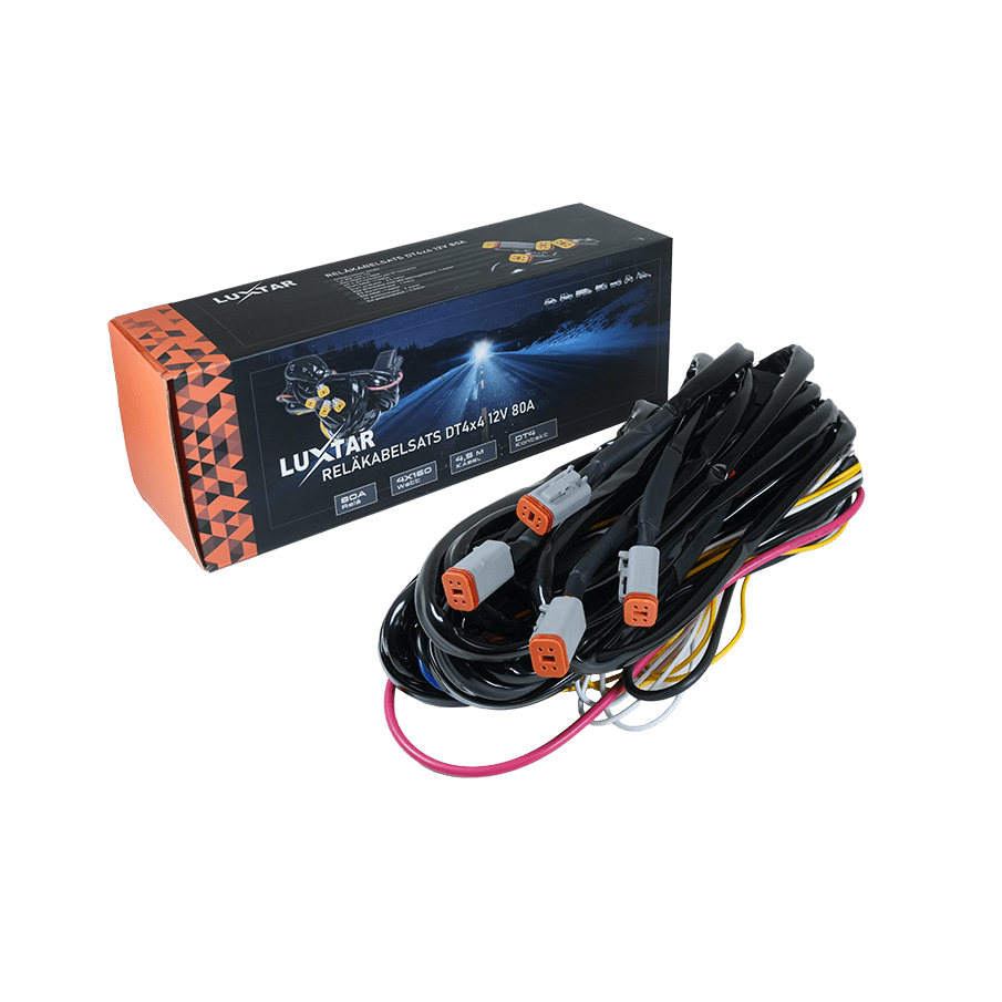 Relækabelsæt DT-4 X4 12V 80A Relæ - LUXTAR - nærbillede detaljer | LUXTAR
