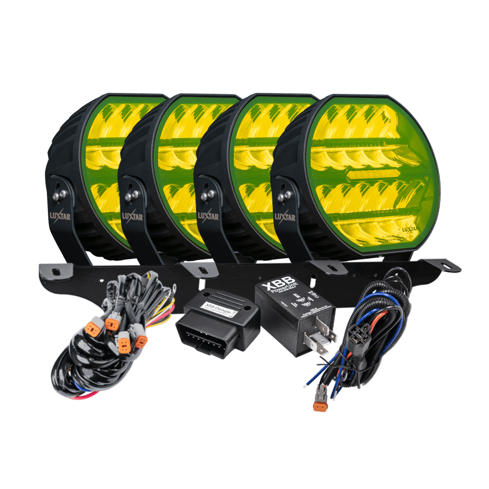 LED-hjælpelys Stellar Sort RAD4 – Gul >>CANBUS<< – 12.200 lm – 16.480 lm – LUXTAR – produktbillede forfra | LUXTAR