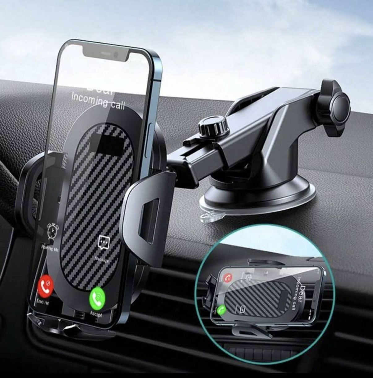 Biltelefonholder med stærk sugekop - Universal mobilholder til alle smartphones - Carlevel - 