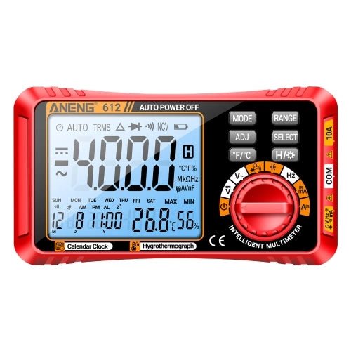 Multimeter 3-i-1 4000 tæller - temperatur & fugtighed - digitalt voltmeter - produktbillede forfra | Carlevel