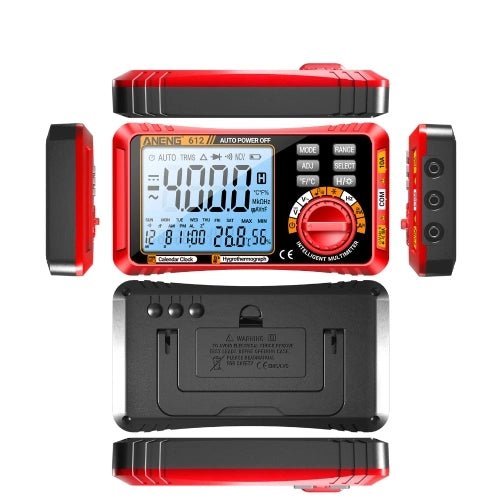 Multimeter 3-i-1 4000 tæller - temperatur & fugtighed - digitalt voltmeter - nærbillede detaljer | Carlevel