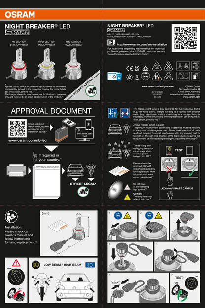 installationsvisning til NIGHT BREAKER LED SMART HIR2 – Street Legal – OSRAM