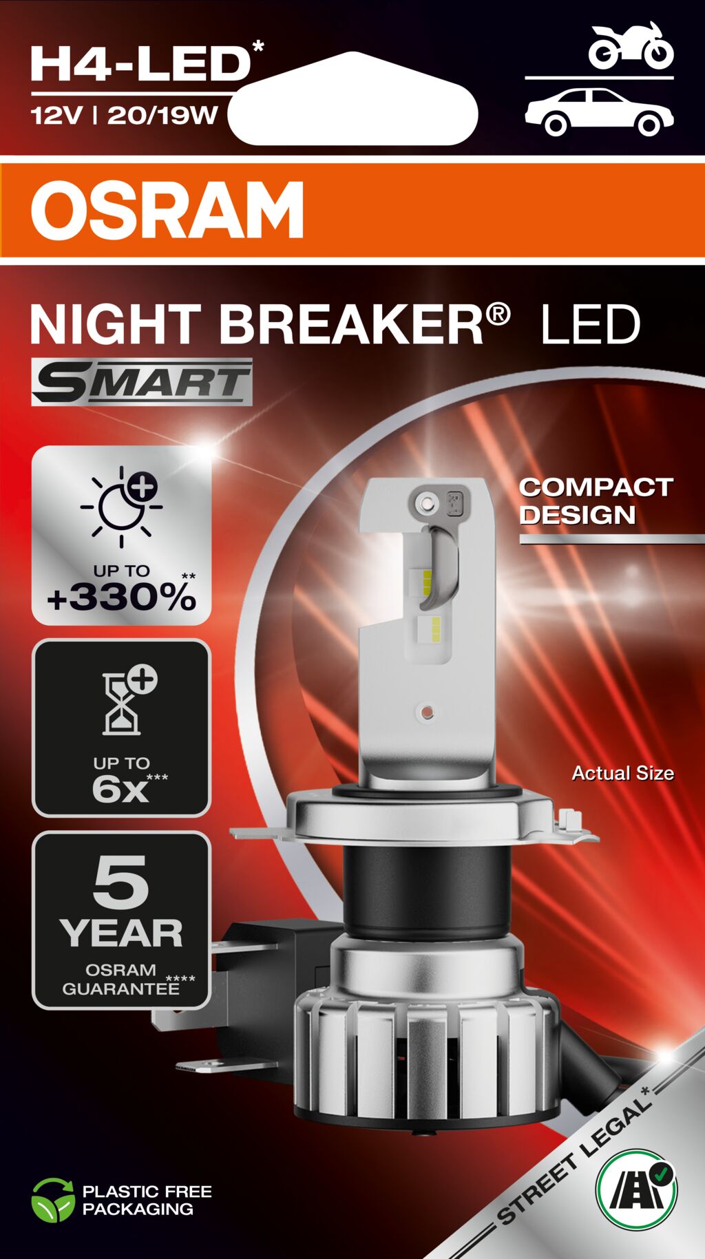 NIGHT BREAKER LED SMART – MC – H4 – produkt set fra siden | OSRAM