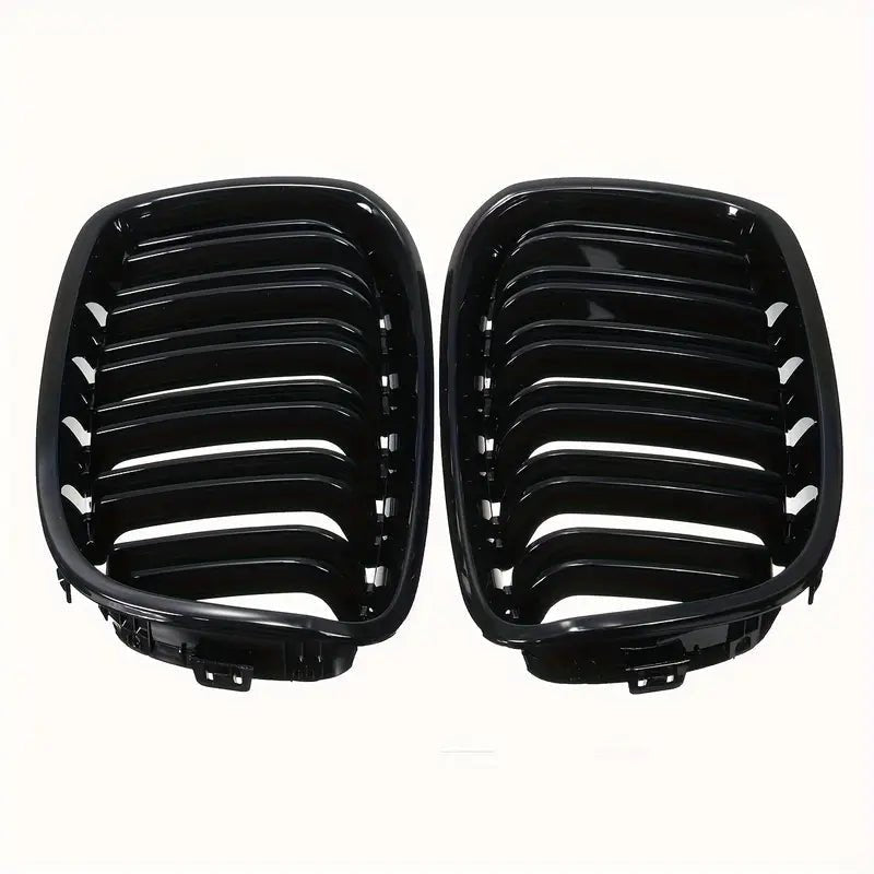 Nyregitter til BMW 1-serie F20/F21 2011-2014 - Glans sort dobbeltåbning - Produktbillede set forfra | Carlevel