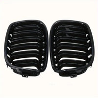 Nyregitter til BMW 1-serie F20/F21 2011-2014 - Glans sort dobbeltåbning - Produktbillede set forfra | Carlevel