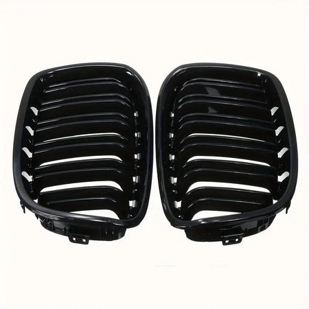 Nyregitter til BMW 1-serie F20/F21 2011-2014 - Glans sort dobbeltåbning - Produktbillede set forfra | Carlevel