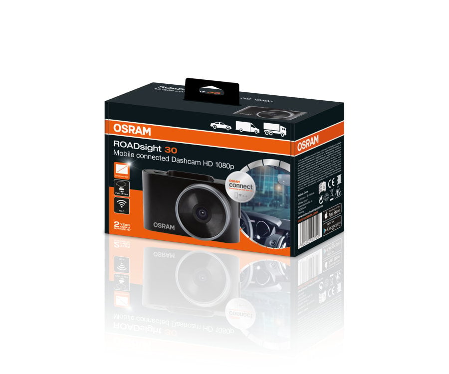 nærbillede af detaljer og materialer af Dashcam ROADSIGHT 30 FS1 – OSRAM