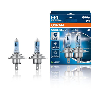sidebillede, der viser profil og design af OSRAM – H4 COOL BLUE INTENSE – 2 – PACK – OSRAM