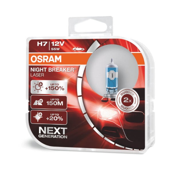 produktbillede forfra, der viser H7 Night Breaker Laser – OSRAM
