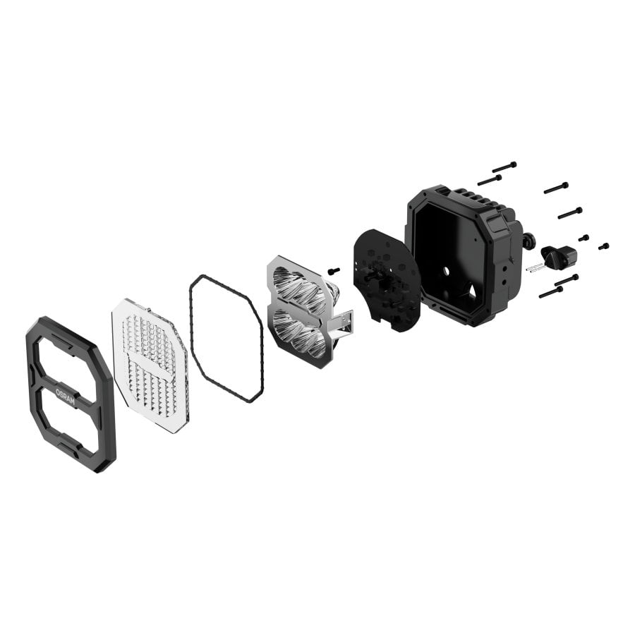 sidebillede, der viser profil og design af LEDriving arbejdslys Cube PX4500 Flood – OSRAM