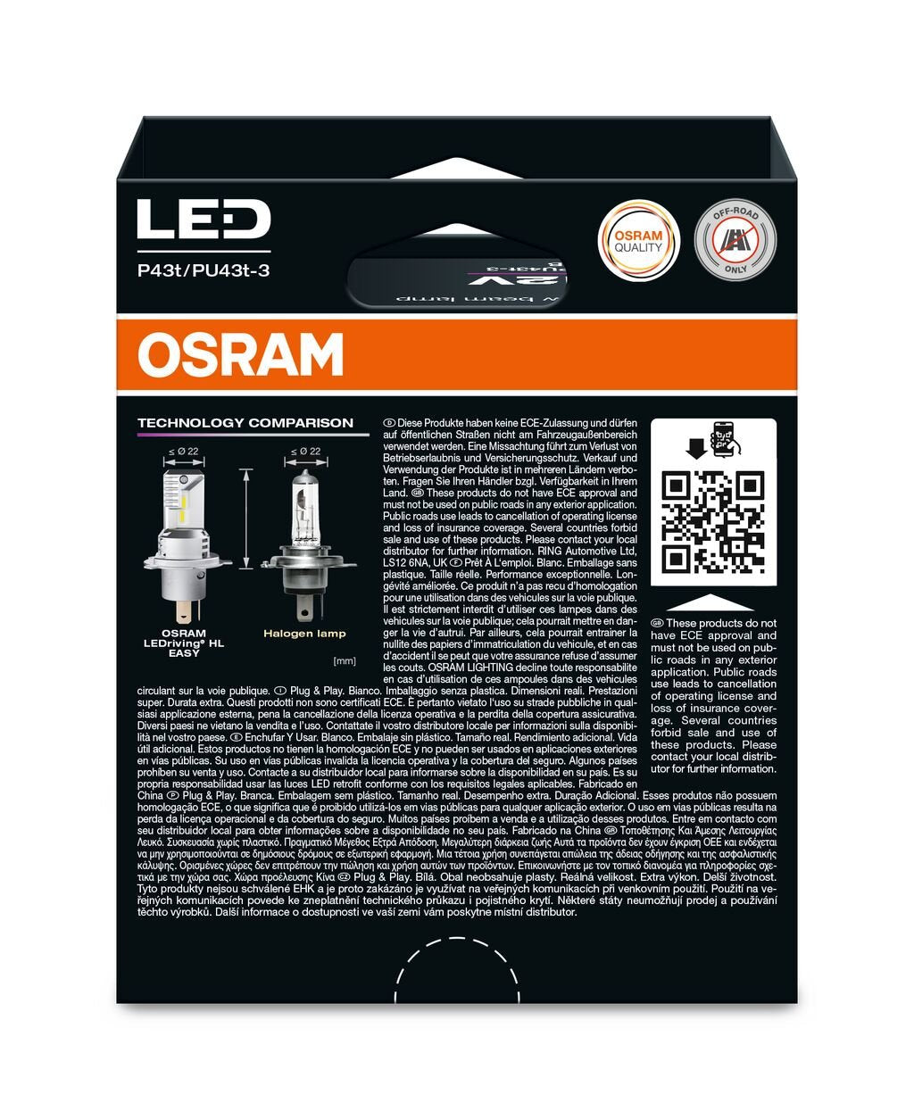 LEDriving HL EASY H4/H19 – emballage og indhold | OSRAM