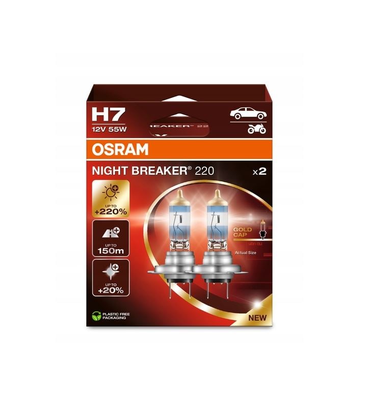 produktbillede forfra, der viser OSRAM Night Breaker 220 – H7 – OSRAM