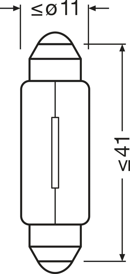 OSRAM ORIGINAL FESTOON – 5W – 12V – produkt set fra siden | OSRAM