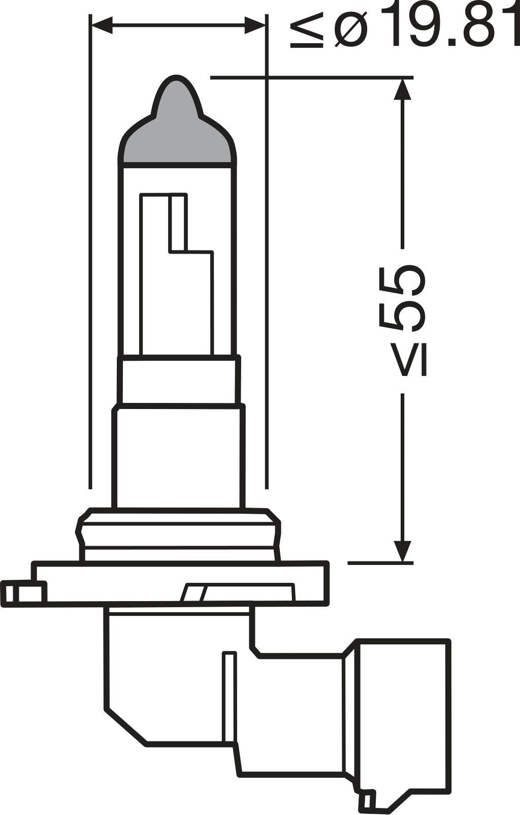 Osram ORIGINAL LINE H10 (FOLDEPASSE) - produkt set fra siden | OSRAM
