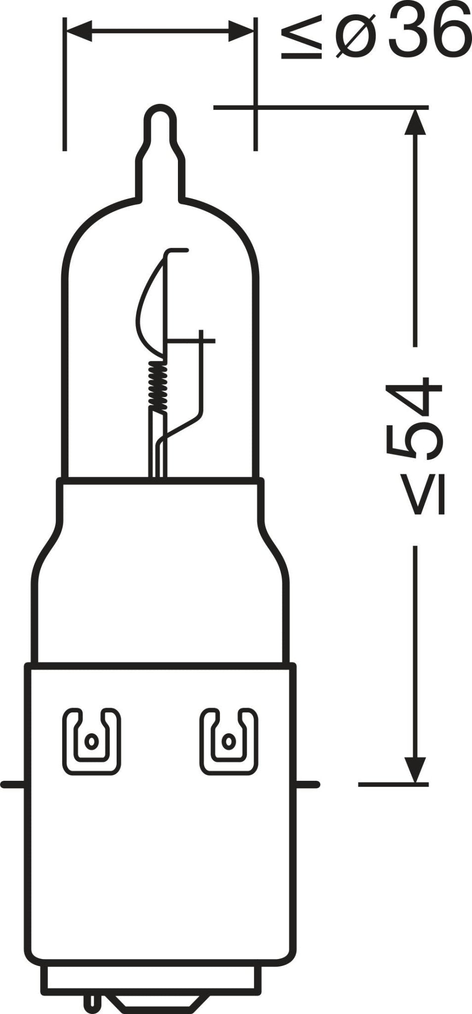 sidebillede, der viser profil og design af OSRAM ORIGINAL LINE – S2 – 12 V – 3535 W – OSRAM