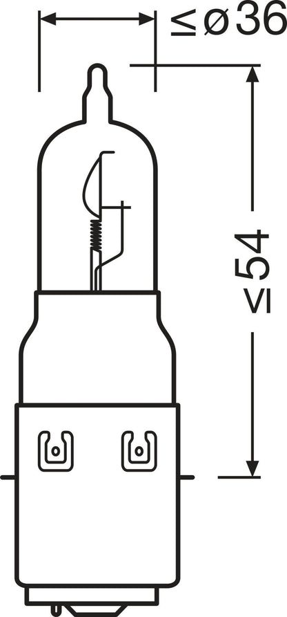 sidebillede, der viser profil og design af OSRAM ORIGINAL LINE – S2 – 12 V – 3535 W – OSRAM
